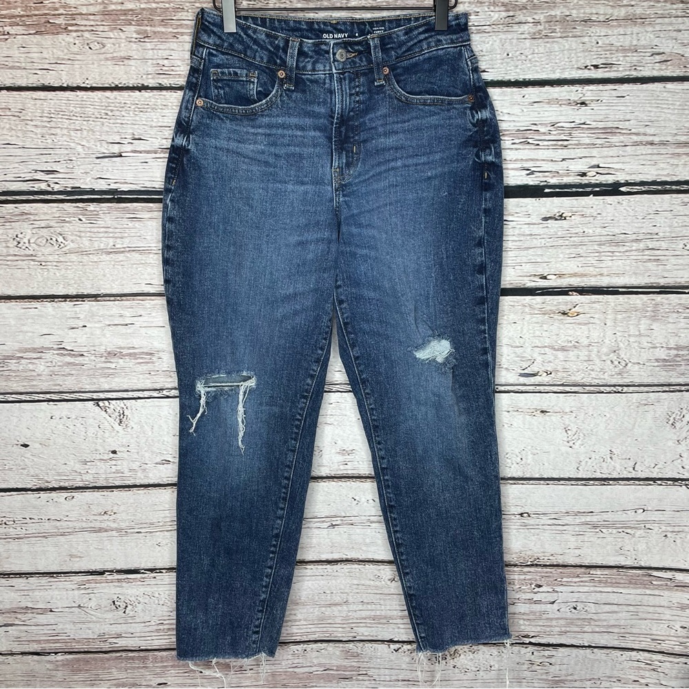 Old Navy High Rise CURVY O.G. Straight Jeans Secret Slim Pockets Size 6 Fray Hem